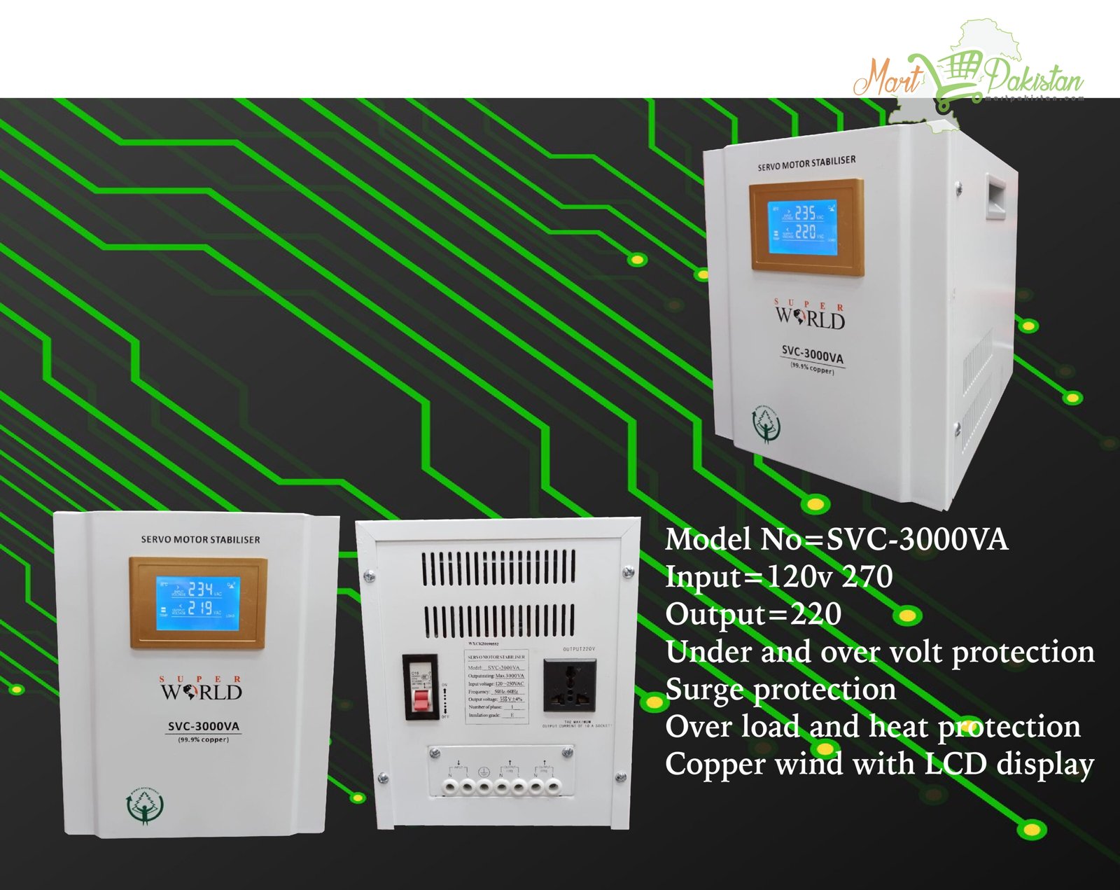 Super World Servo Stabilizer SVC-3kva 3000VA 140V-250V - Image 4