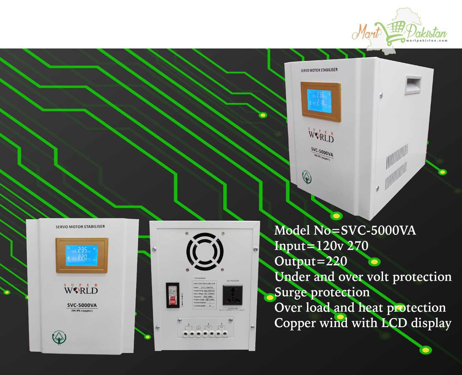 Super World Servo Stabilizer SVC-5kva 5000VA 140V-250V - Image 4